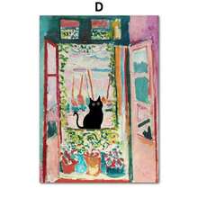 1pc/3PCS Funny Art Matisse Monet Black Cat Van Gogh Sunflowers Canvas Painting Posters And Prints Wall Pictures For Living Room Decor Frameless Literary Frame Vintage 2025 Best Selling Halloween Decorative Paintings, Easter Decorative Paintings, Warm Impression Canvas Paintings, Living Room Decorative Paintings Bedroom Decoration Frameless Paintings With Framed Paintings, Simple Art Paintings - Multicolor - View 24