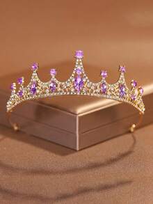 1pc Rhinestone Crown Bride Wedding Tiara Princess Birthday Hair Accessories Alloy Rhinestone Crown - Multicolor - View 20