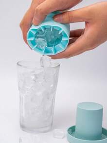 迷你（4/6厘米）硅胶冰块模具，圆柱形3D制冰机，简易桶形设计带盖制冰机托盘，适用于厨房海鲜生鱼片，返校用品 - 粉色 - 查看 4