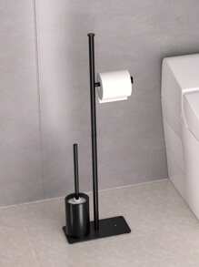 1 Pieza Soporte para pañuelos independiente con cepillo de baño y caja de almacenamiento de toallitas húmedas, Soporte para cepillo de baño, Soporte vertical para rollo de papel higiénico, Dispensador de papel higiénico sin taladro, Organizador de baño ahorra espacio, Estante moderno para papel higiénico
