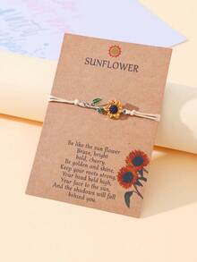 1 件优雅合金釉面向日葵自然色花边手链，配有精美卡片包装，适合女性日常佩戴