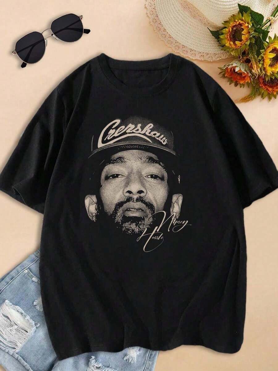 Lovers T-Shirts  Hip Hop Vintage Rap Music T-Shirt For WomenRap Rock Signature Print T-Shirt Cotton Short-Sleeves - Black - View 1