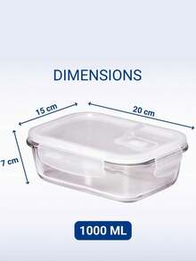 IMPORTEEK recipiente refractario rectangular vidrio 3 divisiones para horno microondas almacenamiento alimentos cocina hogar fácil limpiar tapa hermética resistente diseño moderno - Blanco - Ver 2