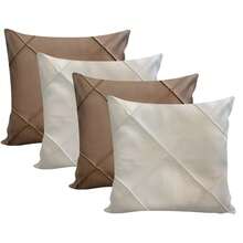 Kit  4 Capas de Almofada Suede Drapeado 45x45 com Zíper Invisível - 2 Bege + 2 Avelã - Visão 3