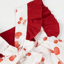 Jardineira de Verão Romper Estampado Menina Infantil - Vermelho - Visão 4