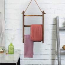 Rustic Wooden Ladder Shelf – Wall-Mounted Storage Rack With 3-Tier Shelves And Hanging Rope – Versatile Organizer For Bathroom, Kitchen, Bedroom, Office – No Electricity Needed, Rustic Wood Ladder Hand Towel Rack For Bathroom, Farmhouse Home Decor Accessories -1 Piece