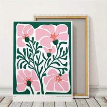 1pc Bright Abstract Flower Botanical Print,Floral Wall Art Poster, Modern Pink And Green Prints, Retro Flower Market Print, Fashion Paintings For Living Room Bedroom Home Office Dormitory Decor Wall Background Design Picture Optional Frame