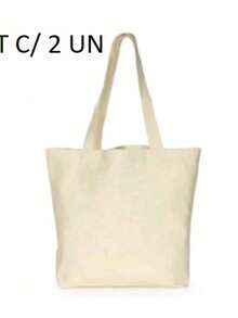 KIT 2 Plain Ecobag Bag 32.X38 100% Raw Cotton 210 Grams - Màu be - Xem 1
