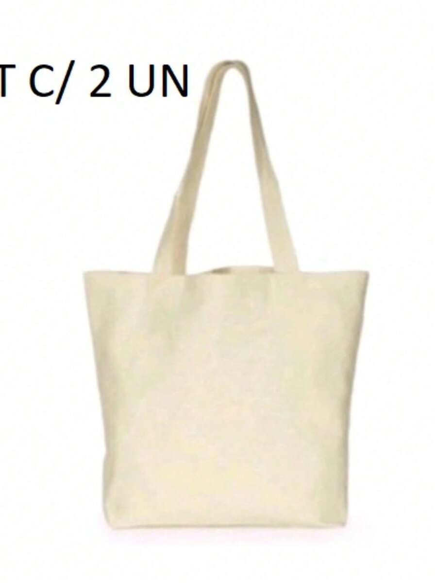 KIT 2 Plain Ecobag Bag 32.X38 100% Raw Cotton 210 Grams - Màu be - Xem 1