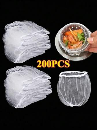 200/100Pcs Kitchen Sink Strainer Bags - Disposable Mesh Filters For Food Waste & Drain Protection, Ideal For Home Use