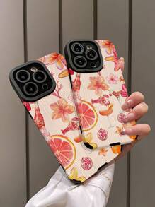1 pieza Funda de teléfono suave y resistente a los golpes con textura y patrón de vida marina rosa compatible con Apple