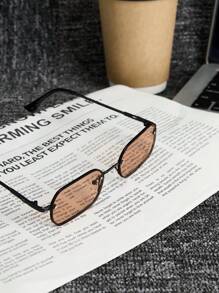 DareSee 1 Stück Herren Retro-Quadratische Brille mit schwarzem Rahmen, Karamell-Gläsern und Kupfer-Akzenten, passend für den Alltag, Fotografie, Urlaub, Reisen (inklusive Brillenetui, Reinigungstuch, Kordel), Musika-Festival, Y2K-Festival, Schulbeginn