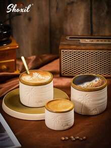 shoxil 1 cốc cà phê bằng gốm sứ Desert Camel & Palm Tree, 120ml/250ml/310ml - Có thể tái sử dụng, chỉ rửa bằng tay, lý tưởng cho các buổi họp mặt gia đình & những dịp đặc biệt, quà tặng theo chủ đề sa mạc, cốc cà phê sa mạc | Đồ trang trí theo chủ đề sa mạc | Cốc gốm sứ bền, cốc cà phê - Tách cà phê - Xem 10