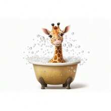 1pc Wall Arts Posters Cute Animals Baby In Bathtub Posters Elephant Panda Duck Prints Canvas Painting Bath Wall Art Picture For Living Room Home Decor Canvas, Frameless