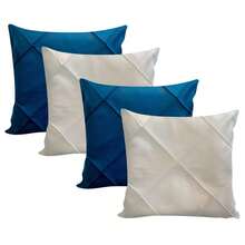 Kit Of 4 Draped Suede Cushion Covers 45x45 With Invisible Zipper - 2 Beige + 2 Navy - View 1