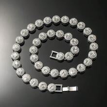 1pc Hip-Hop Style Diamante Linked Chain Necklace, Unisex Daily Accessories