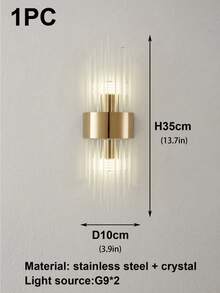 1 pieza/2 piezas Aplique de pared moderno de oro con cristal y base de acero inoxidable de alta calidad para café, sala de estar, dormitorio, decoración del hogar, aplique de pared, lámparas de decoración de habitación