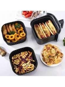 1 件/2 件/3 件可重复使用硅胶空气炸锅内衬，空气炸锅配件，更换一次性烘焙纸内衬，黑色方形