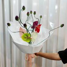 1pack 20pcs Solid Color Waterproof Flower Wrapping Paper Matte Film Elegant Paper For Flower Bouquet Wrapping - White - View 5