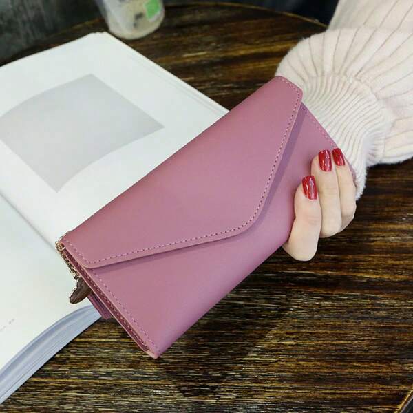 Fold Over Long Wallet Women Fashion Modern Business Slim Portable Versatile Large Capacity Credit Card Zipper ID Card Money Cash Storage Business Casual Perfect School College Work Business Commute Teachers' Day Back To School Holiday Office For Birthday Gift On Valentine's Day Lady Female Women White-Collar Workers College Student,Bag School Supplies For School Dorm Room & Back To School