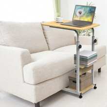 C Side Table Laptop Table Small Slim Snack Side Table For Couch Bed Sofa For Small Spaces Living Room Bedroom--Beige