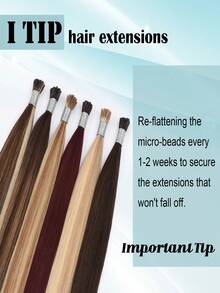 Kercsityn Straight I Tip Hair Extensions Natural Real Human Fusion Hair Extensions Set Keratin Capsule Brown Blonde Color 30g/Pack - S18/613 - View 3
