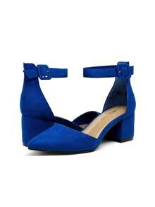 Womens Court Shoes Elastic Ankle Straps - Blue - View 6
