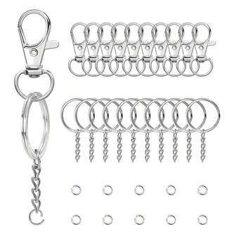 30pcs Key Chain Making Kit, Includes 10pcs Swivel Key Rings, 10pcs Key Chains With Chains, And 10pcs Jump Rings. Multi-Functional Key Chain Set For Bags And DIY Crafts