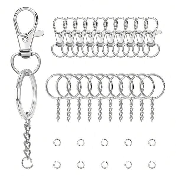 30pcs Key Chain Making Kit, Includes 10pcs Swivel Key Rings, 10pcs Key Chains With Chains, And 10pcs Jump Rings. Multi-Functional Key Chain Set For Bags And DIY Crafts