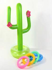 1 Set Inflatable Cactus Ring Toss Game - Perfect For Beach And Pool Parties, Durable PVC Material, Ideal Holiday Or Birthday Gift, Suitable For Holiday Gatherings, Perfect For Outdoor Pool Parties And Water Parks, Outdoor Toss Game, Also An Interactive Prop For Parties And Holidays, Pool Party Supplies, A Great Game Gift For Friends, Family, And Classmates