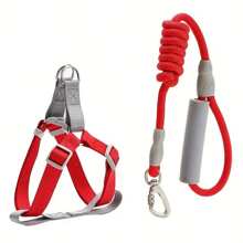 2pcs/Set Solid Color Macaron Rope Leash And Chest Harness For Small To Medium Dogs