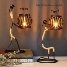 1 قطعة شمعدان من المعدن الحديدي الإبداعي، ديكور رومانسي لعشاء النور، زينة طاولة، ديكور منزلي، ديكور داخلي، زينة شمعدان، شمعدان حديدي جديد، ديكور غرفة المعيشة والمطبخ وصالة القهوة، هدية ، زينة عيد الميلاد، هدية رأس السنة، هدية عيد الحب