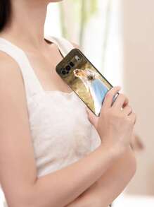 1pc Customized Graphic Black Glass Protective Mobile Phone Case, Suitable For Pixel 9 Pro/9 Pro XL/9A