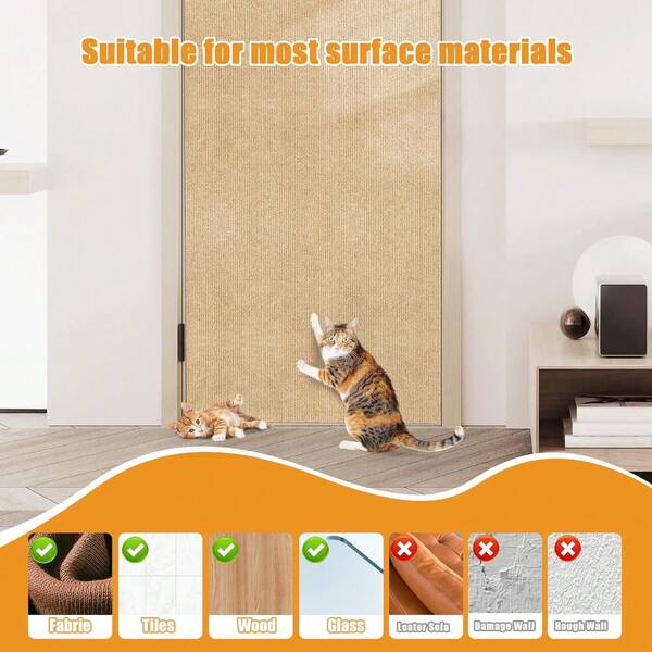 DIYOne Piece Of Cut Custom Self-Adhesive Multi-Color Cat Scratching Pad For Cat Climbing Frame Stand, Cat Furniture Protector, Sofa, Steps, Floor, Wall, Ground Protection, Cat Scratching Pad, Ideal Cat Furniture Protection, Multi-Color, Dark Gray, Light Gray, Beige, Coffee