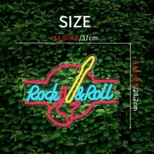 FOMZZE Neon-Licht Gitarren-förmige LED Wanddekoration, USB betriebene Lampe für Musikveranstaltungen, Bar, Heimdekoration - Blau und Gelb Neon-Licht, Musik-Themen Dekoration | Rock Muster | Dekorative LED-Beleuchtung, Gitarren Dekoration