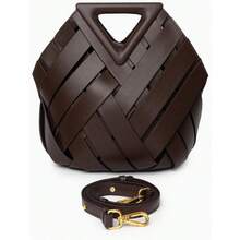 Natalie Handbag Purses And Handbags For Women Woven Tote Bag For Women Inverted Triangle Top Handle Bag - DarkBrown - View 3