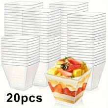Copo de sobremesa elegante de plástico transparente com 20/50/100 peças, 2 oz - perfeito para chocolate e cheesecakes, pudins, mousses e sobremesas em camadas