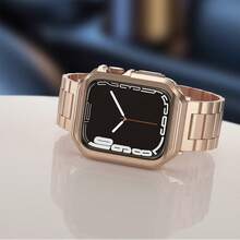 兼容 表带和表壳、带 TPU 盖的不锈钢金属链、智能手表链式表带、适用于 I-Watch 系列 9 8 7 6 5 4 3 2 1 SE 的腕带，41 毫米 40 毫米 38 毫米