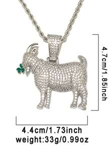 DUBSS 1 pièce de pendentif de collier en forme de chèvre mangeant de l'herbe avec un réglage à griffes plaqué, bijou de style hip-hop pour hommes