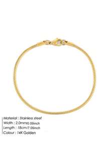 1 pièce Bracelet À Chaîne En Acier Inoxydable En Plaquage À L'Or Serpent Os Pour Adapté Pour Port Quotidien