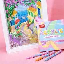 Bộ 24 bút vẽ acrylic chuyên nghiệp màu da và màu bánh macaron, khô nhanh và không lem, lý tưởng cho vẽ graffiti tự làm, nhiều lớp màu với độ che phủ cao, thích hợp làm quà tặng tựu trường, có thể dùng trên áo phông/giày vải/cốc, vẽ ngoài trời, đồ thủ công, đồ dùng học tập, hội họa, bộ văn phòng phẩm bút dạ. - Nhiều màu - Xem 10