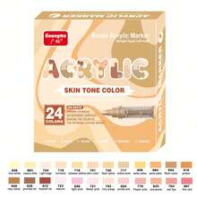 Bộ 24 bút vẽ acrylic chuyên nghiệp màu da và màu bánh macaron, khô nhanh và không lem, lý tưởng cho vẽ graffiti tự làm, nhiều lớp màu với độ che phủ cao, thích hợp làm quà tặng tựu trường, có thể dùng trên áo phông/giày vải/cốc, vẽ ngoài trời, đồ thủ công, đồ dùng học tập, hội họa, bộ văn phòng phẩm bút dạ. - Nhiều màu - Xem 15