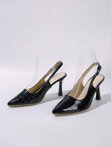 2025 春夏新款尖头小猫跟鞋，橙色拼色蝴蝶结露背绑带凉鞋，优雅正装鞋，适合通勤、派对、度假