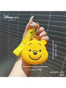 1pc Disney Cartoon Winnie The Pooh Coin Purse Keychain, Cute Pendant Bag Charm, Earphone Cable Organizer, Small Gift, School Supplies,Back To School