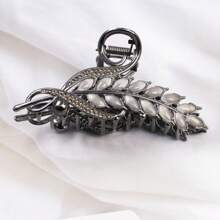 1pc New Cat Eye Stone Wheat Ear Clip Hair Clip, Women Hair Claw, Luxury Retro Metal Leaf Hair Clip Summer