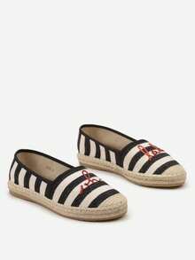 Espadrillas a righe con decorazione a lettere - nero - Visualizzare 3