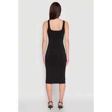 Square Neck Side Slit Midi Dress - Multicolor - View 5