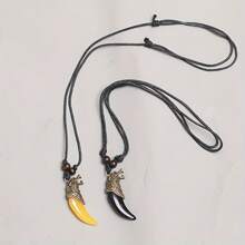 5 pièces Collier réglable tressé unisexe avec pendentif tête de loup. Parure de bijoux mode et casual pour couple, pour usage quotidien et occasions multiples