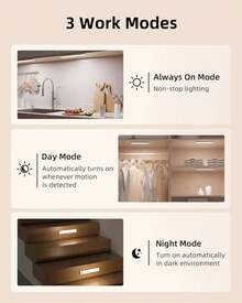 EZVALO 6-Pack Under Cabinet Lighting With Charging Station, Rechargeable Motion Sensor Lights, 3 Color Temps, Dimmable 62 LED Wireless Motion Activated Cabinet Lights With Remote For Kitchen,Pantry - White - View 7