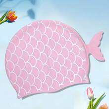 1pc Fish Scale Design Cute Silicone Swimming Cap, Unisex Waterproof Silicone Swim Cap, Oversized Silicone Swimming Hat, Beach Essentials, Beach Accessories, Pool Float